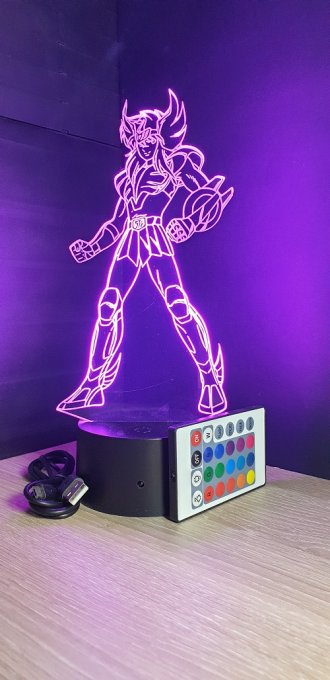 Lampe led 3D Yoga, Chevaliers du Zodiaque, illusion, idée cadeau, veilleuse, déco, chevet, chambre