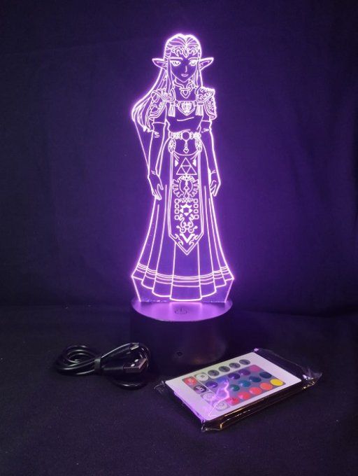 Lampe led 3D Princesse Zelda, veilleuse, multijoueur, jeux video, geek