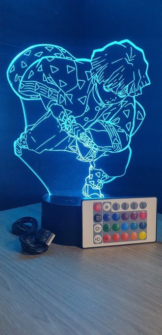 Lampe led 3D Zenitsu, Demon Slayer, manga, dessin animé, décoration