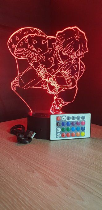 Lampe led 3D Zenitsu, Demon Slayer, manga, dessin animé, décoration