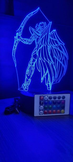 Lampe led 3D Aiolos, Chevaliers du Zodiaque, illusion, idée cadeau, veilleuse, déco, enfant