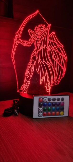 Lampe led 3D Aiolos, Chevaliers du Zodiaque, illusion, idée cadeau, veilleuse, déco, enfant