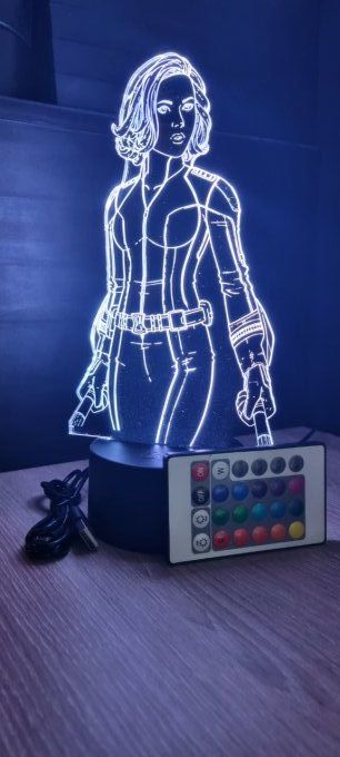 Lampe led 3D Black Widow, Marvel, veilleuse, cadeau, néon, luminaire