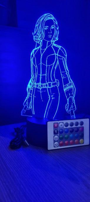 Lampe led 3D Black Widow, Marvel, veilleuse, cadeau, néon, luminaire