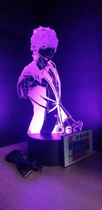 Lampe led 3D , buste Shinji, O.S.E, manga, Français ,veilleuse, chevet, déco, illusion, lumière