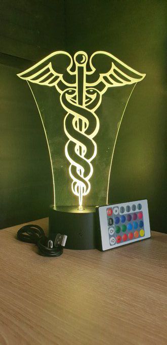 Lampe led 3D Caducée, médecin, infirmière, hôpital, veilleuse , idée cadeau, déco, illusion