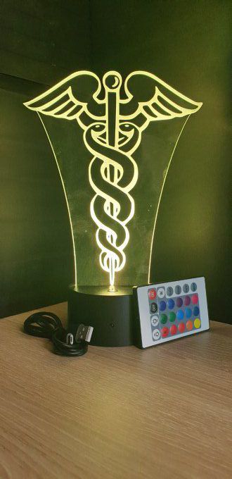 Lampe led 3D Caducée, médecin, infirmière, hôpital, veilleuse, cadeau