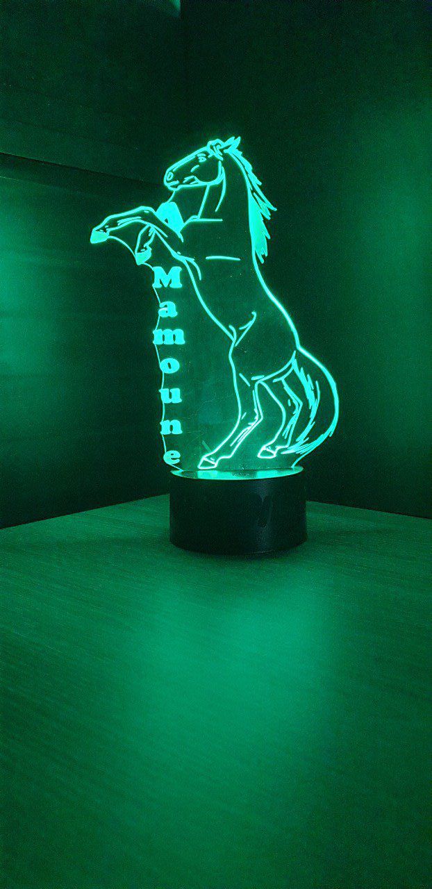 Lampe led 3D cheval, veilleuse, déco, chambre, chevet, personnalisable