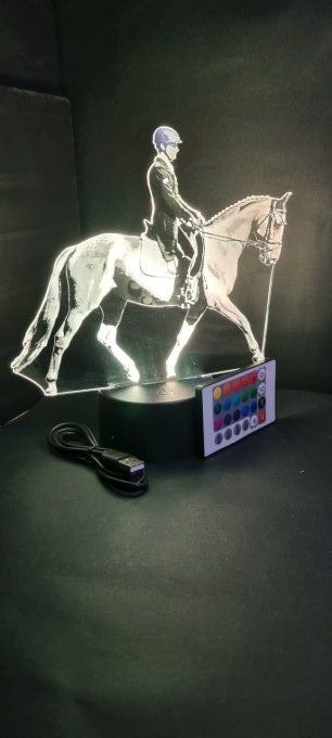 Lampe led 3D Cheval Cavalier, compétition, idée cadeau, veilleuse, déco, enfant, chambre, illusion