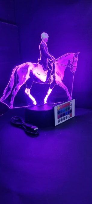 Lampe led 3D Cheval Cavalier, veilleuse, éclairage, illusion