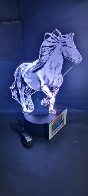 Lampe led 3D Cheval, veilleuse, éclairage, illusion, déco, cadeau