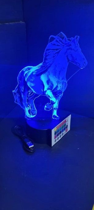 Lampe led 3D Cheval, veilleuse, éclairage, illusion, déco, cadeau