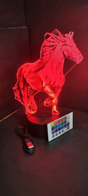 Lampe led 3D Cheval, veilleuse, éclairage, illusion, déco, cadeau