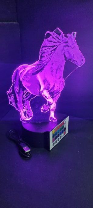 Lampe led 3D Cheval, veilleuse, éclairage, illusion, déco, cadeau