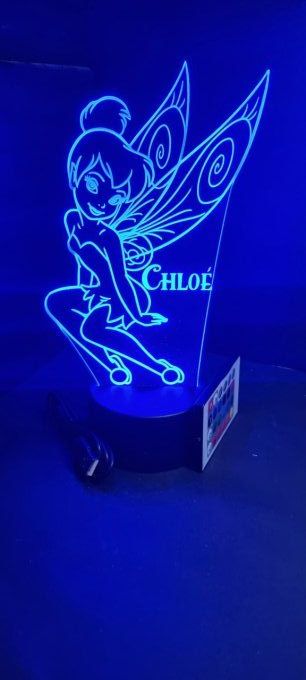 Lampe led 3D Fée Clochette, veilleuse, chevet, néon, cadeau