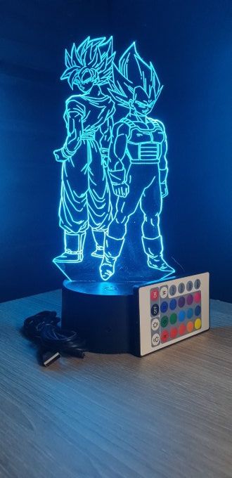 Lampe led 3D Goku Vegeta , Dragon Ball, manga, veilleuse, idée cadeau, dessin animé, déco, illusion