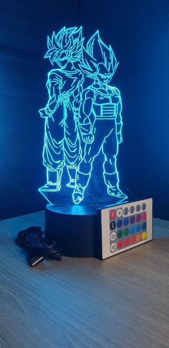 Lampe led 3D Goku Vegeta , Dragon Ball, manga, dessin animé, déco