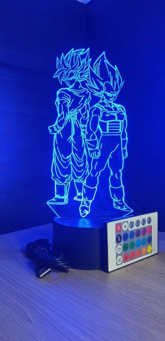 Lampe led 3D Goku Vegeta , Dragon Ball, manga, veilleuse, idée cadeau, dessin animé, déco, illusion