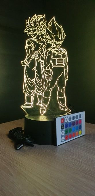 Lampe led 3D Goku Vegeta , Dragon Ball, manga, veilleuse, idée cadeau, dessin animé, déco, illusion