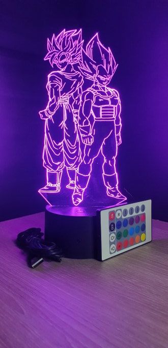 Lampe led 3D Goku Vegeta , Dragon Ball, manga, veilleuse, idée cadeau, dessin animé, déco, illusion