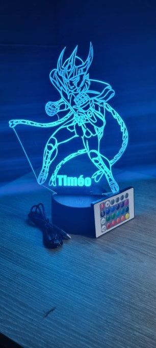 Lampe led 3D Ikki, Chevaliers du Zodiaque, illusion, idée cadeau, veilleuse, déco, enfant, chambre