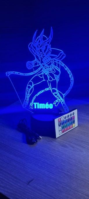 Lampe led 3D Ikki, Chevaliers du Zodiaque, illusion, idée cadeau, veilleuse, déco, enfant, chambre