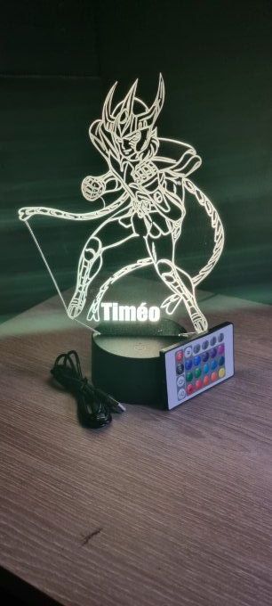 Lampe led 3D Ikki, Chevaliers du Zodiaque, illusion, idée cadeau, veilleuse, déco, enfant, chambre