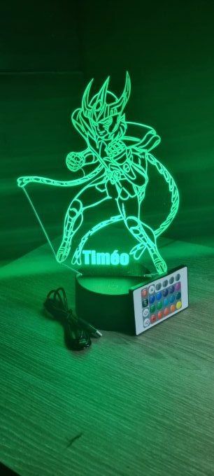 Lampe led 3D Ikki, Chevaliers du Zodiaque, illusion, idée cadeau, veilleuse, déco, enfant, chambre