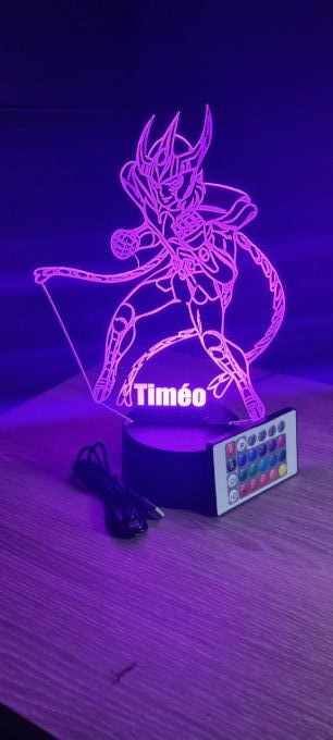 Lampe led 3D Ikki, Chevaliers du Zodiaque, illusion, idée cadeau, veilleuse, déco, enfant, chambre