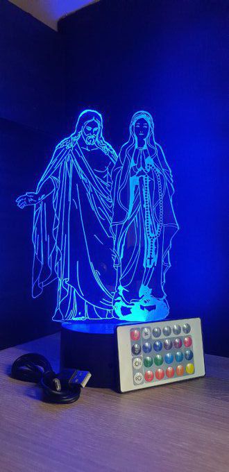 Lampe led 3D Jésus vierge Marie, religion, église, veilleuse, idée cadeau, déco, illusion, chevet