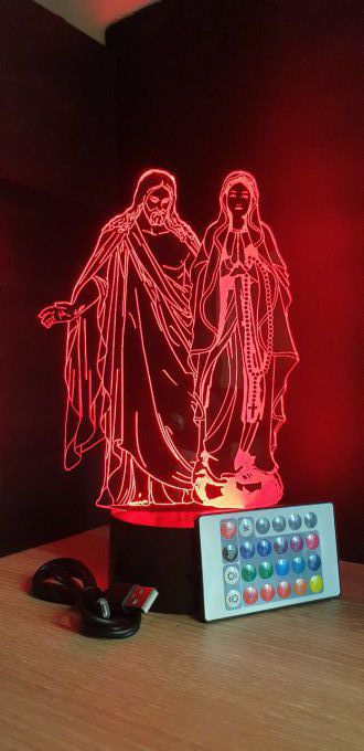 Lampe led 3D Jésus vierge Marie, religion, église, veilleuse, idée cadeau, déco, illusion, chevet