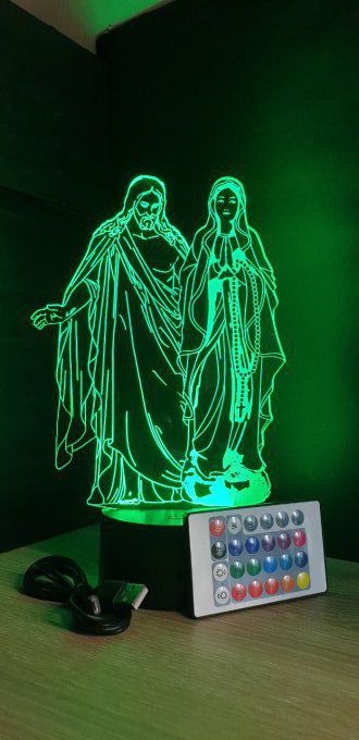 Lampe led 3D Jésus vierge Marie, religion, église, veilleuse, idée cadeau, déco, illusion, chevet