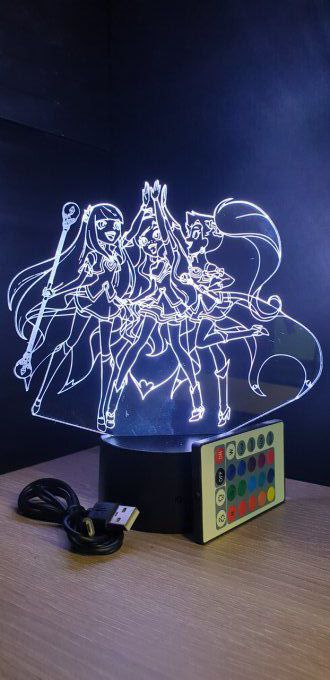 Lampe led 3D Lolirock princesse, dessin animé, veilleuse, déco, chambre, illusion, chevet