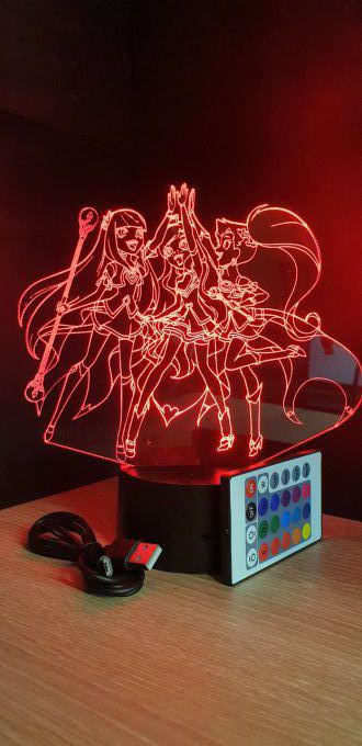 Lampe led 3D Lolirock princesse, dessin animé, veilleuse, déco, chambre, illusion, chevet