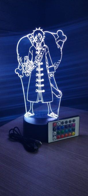 Lampe led 3D Luffy, One Piece, red, manga ,veilleuse, déco, illusion