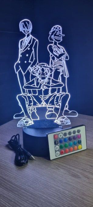 Lampe led 3D luffy Sanji Usopp, One Piece, manga, veilleuse, déco