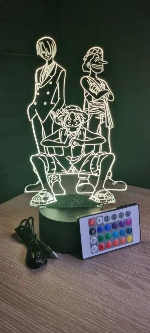 Lampe led 3D luffy Sanji Usopp, One Piece, manga, veilleuse, déco