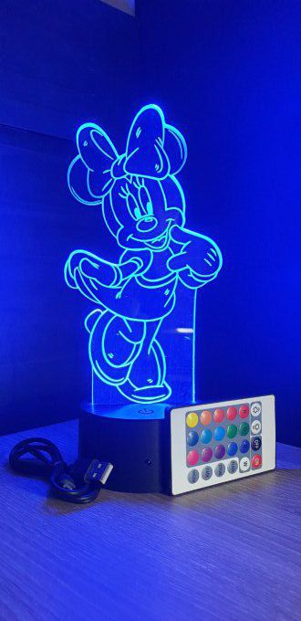 Lampe led 3D Minnie, veilleuse, chevet, néon, déco, dessin animé