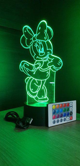 Lampe led 3D Minnie, veilleuse, chevet, néon, déco, dessin animé