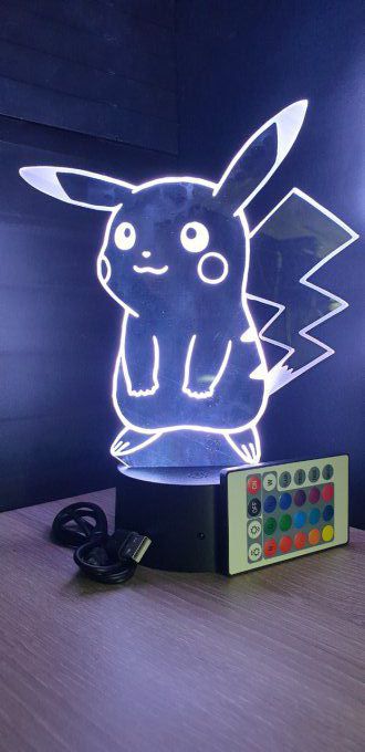 Lampe led 3D Pikachu, Pokemon, dessin animé, veilleuse, cadeau original, personnalisable