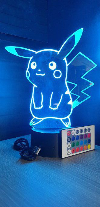 Lampe led 3D Pikachu, Pokemon, dessin animé, veilleuse, cadeau original, personnalisable