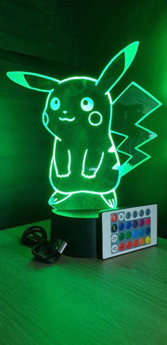 Lampe led 3D Pikachu, Pokemon, dessin animé, veilleuse, cadeau original, personnalisable
