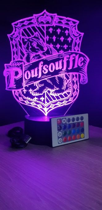 Lampe led 3D Poufsouffle, Harry potter, film, veilleuse, chevet, déco