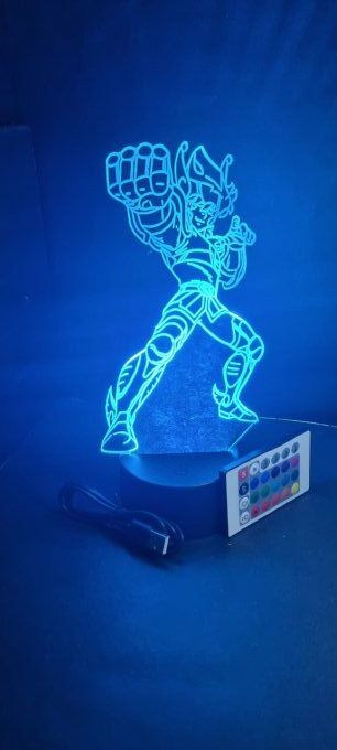 Lampe led 3D Seiya, Chevaliers du Zodiaque, illusion, idée cadeau, veilleuse, déco, enfant, chambre