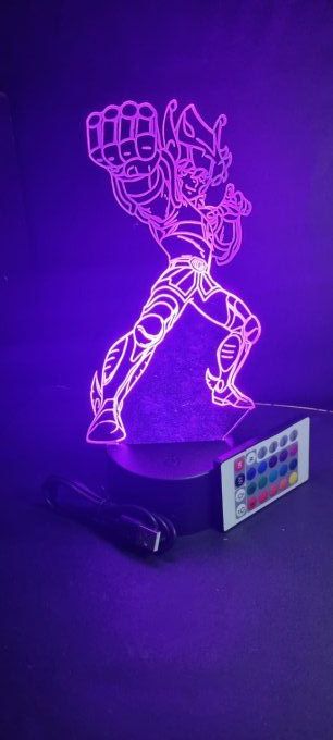 Lampe led 3D Seiya, Chevaliers du Zodiaque, illusion, idée cadeau, veilleuse, déco, enfant, chambre