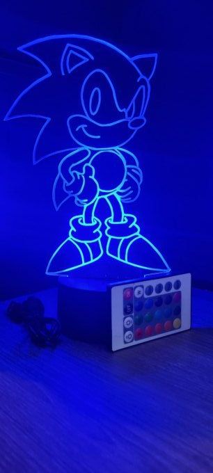 Lampe led 3D Sonic, console, jeux vidéo, veilleuse, cadeau original, personnalisable, illusion