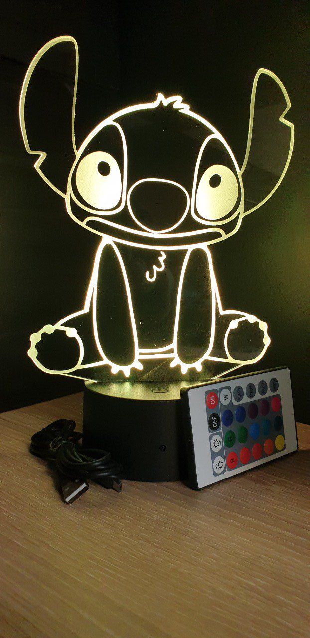 Lampe led 3D Stitch assis, veilleuse, chevet, néon, déco, dessin animé