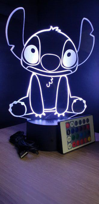 Lampe led 3D Stitch assis, veilleuse, chevet, néon, déco, dessin animé