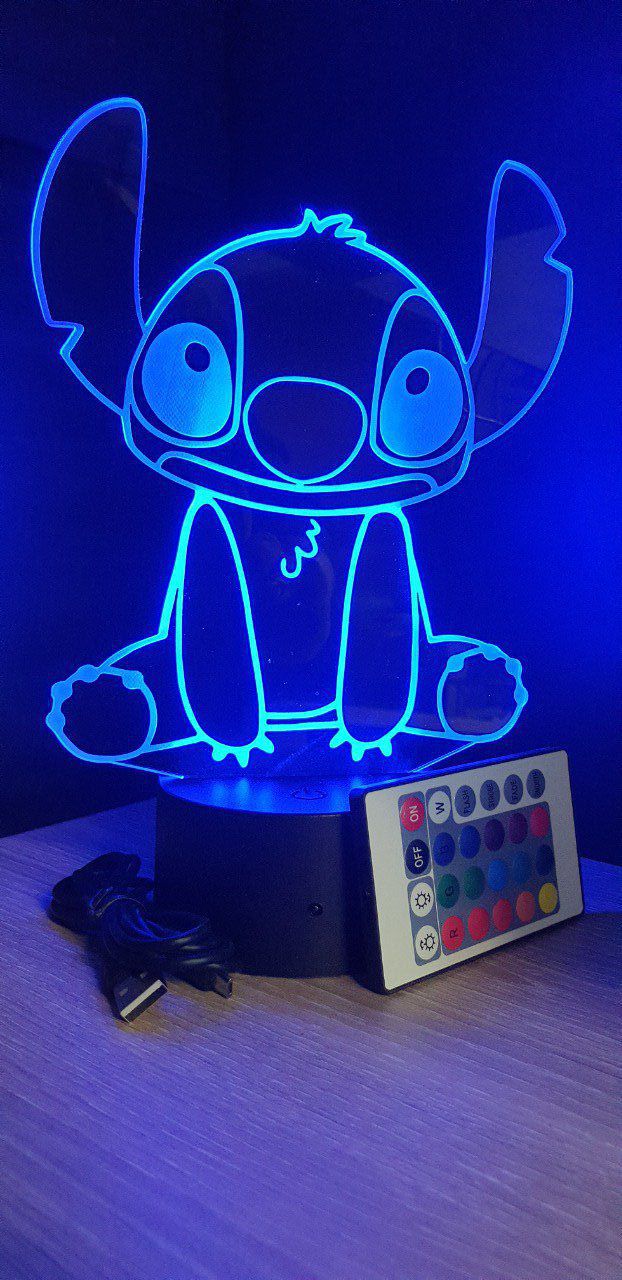 Lampe led 3D Stitch assis, veilleuse, chevet, néon, déco, dessin animé