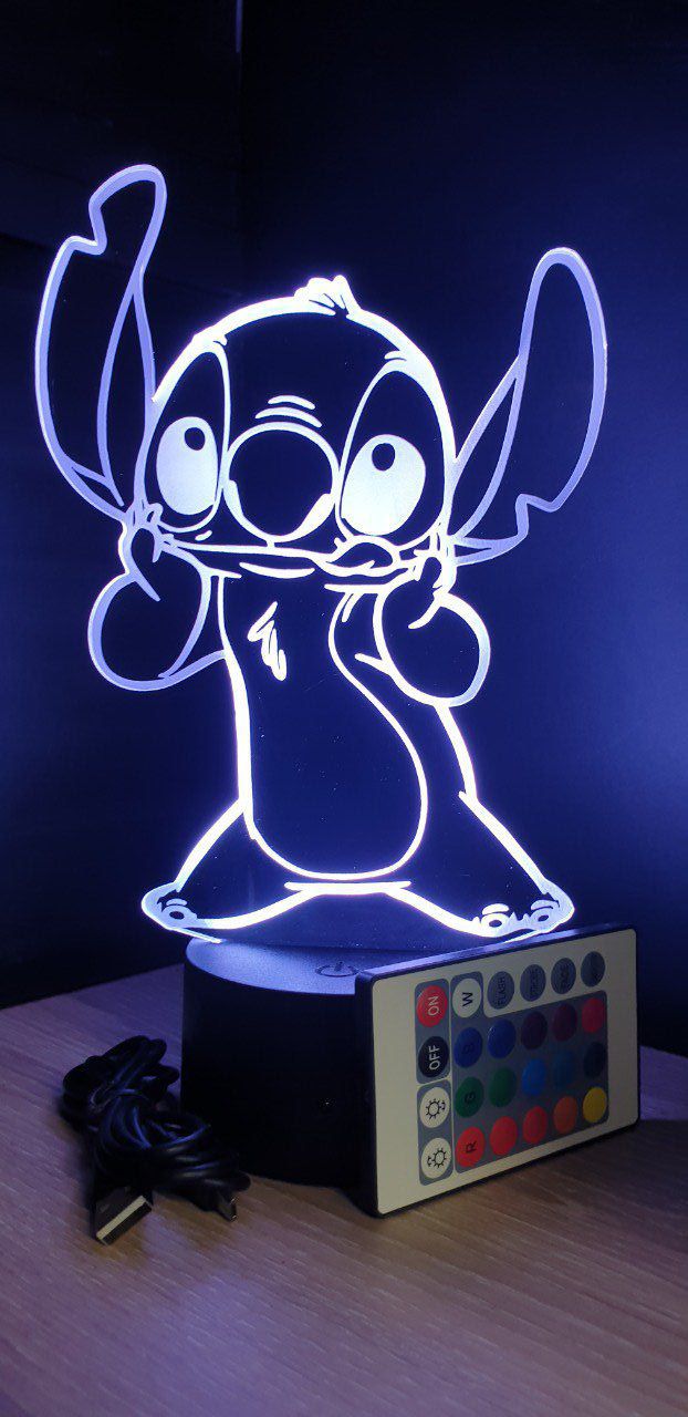 Lampe led 3D Stitch Tire langue, veilleuse, chevet, déco, dessin animé